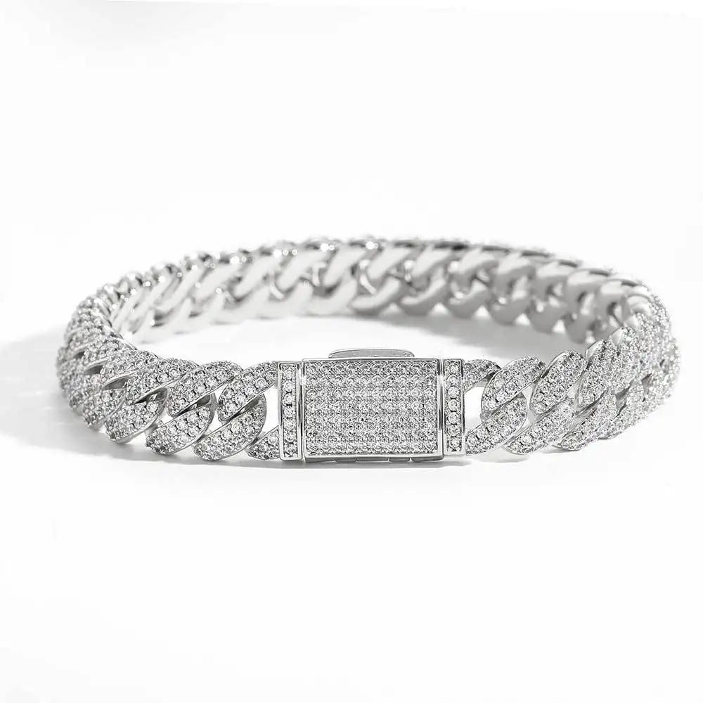 Rapper Chain Hip Hop Accessories Male 10mm Double Row Zircon Bubble Cuban Personality Men