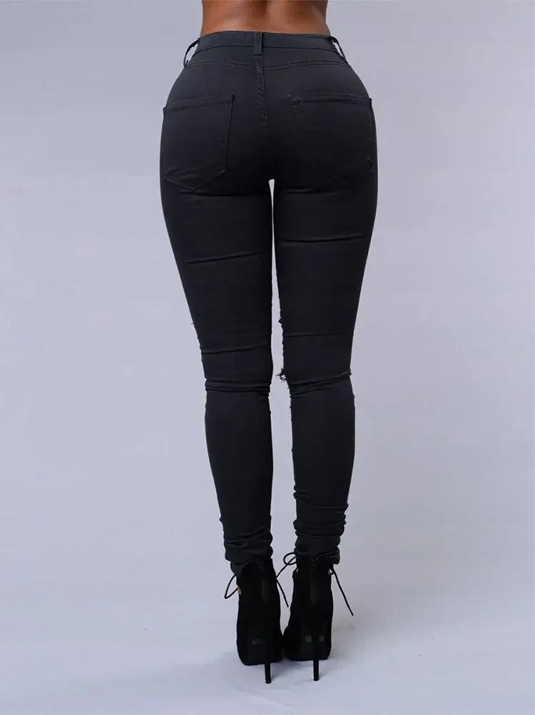 Women's Skinny Jeans Women's jeans Pants Tight Fitting Hole Punching Fashionable Thin Leggings Casual Female Clothing