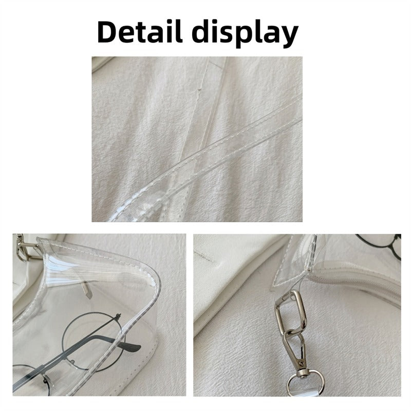 Clear Jelly Shoulder Bag For Women, Y2K Small Zipper Underarm Purses & Fashion Handbag