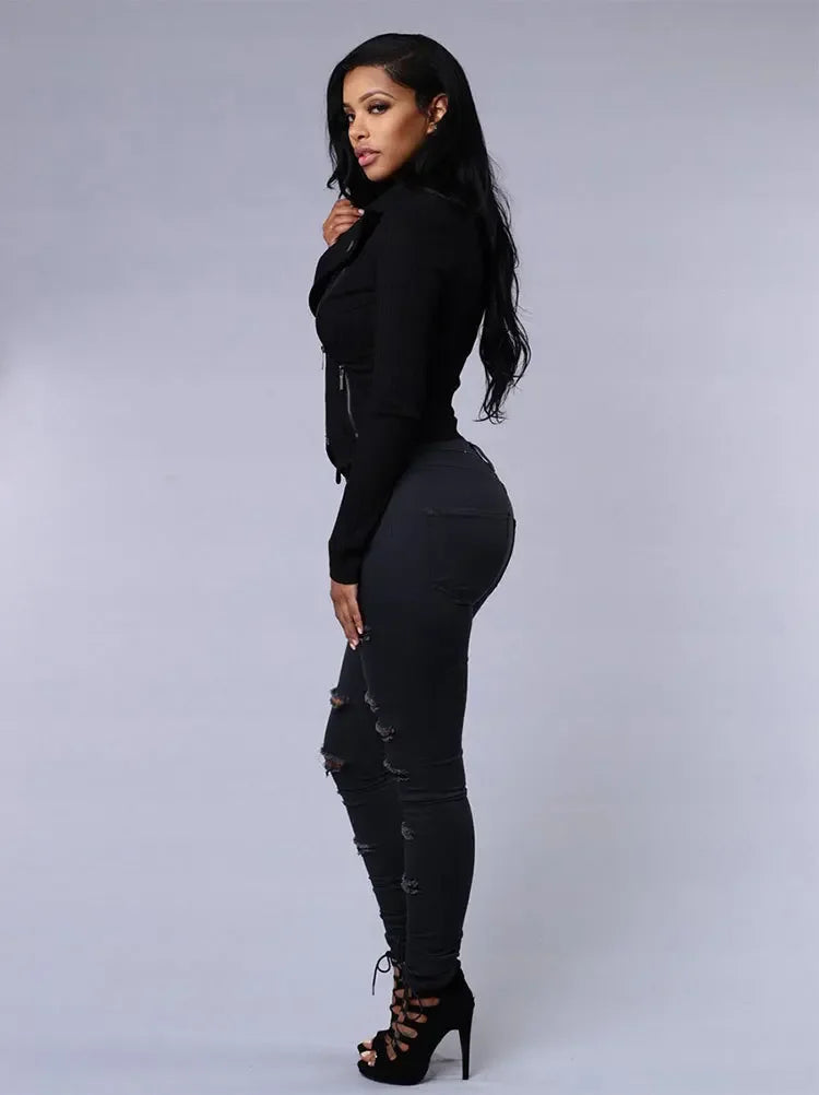 Women's Skinny Jeans Women's jeans Pants Tight Fitting Hole Punching Fashionable Thin Leggings Casual Female Clothing