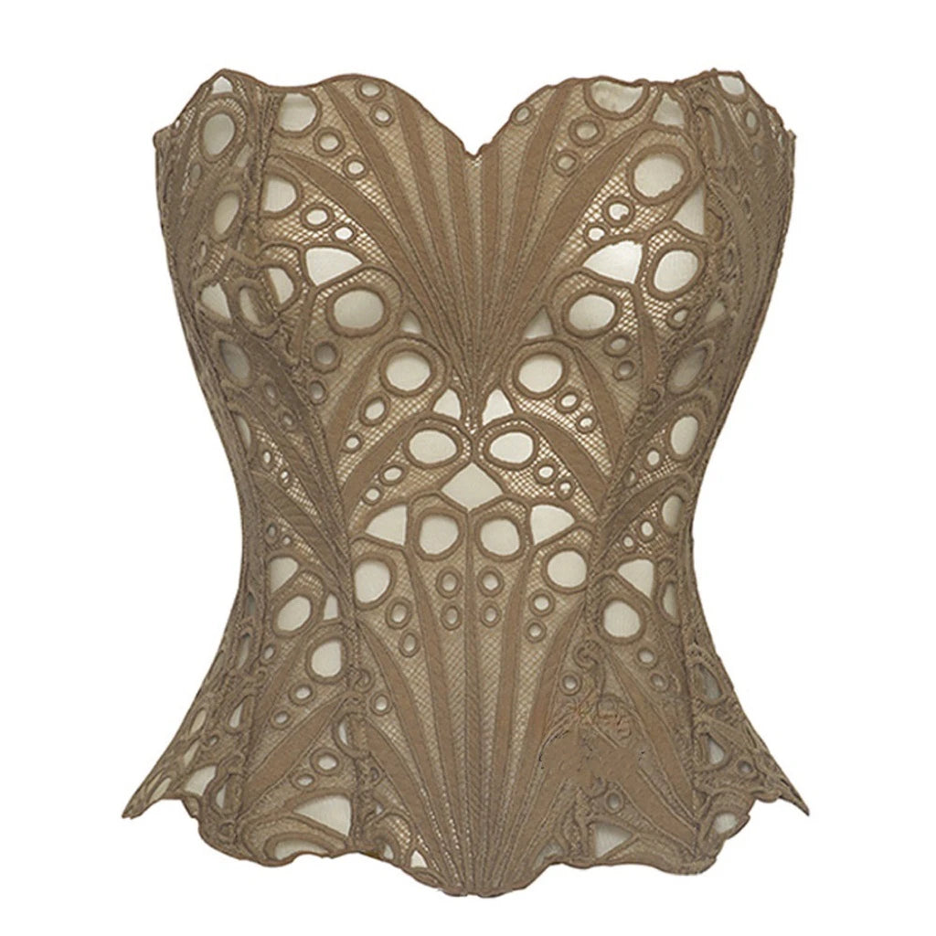 Lace double-layer corset palace style ins-inspired print body-shaping garment multi-colored sexy slim-fitting