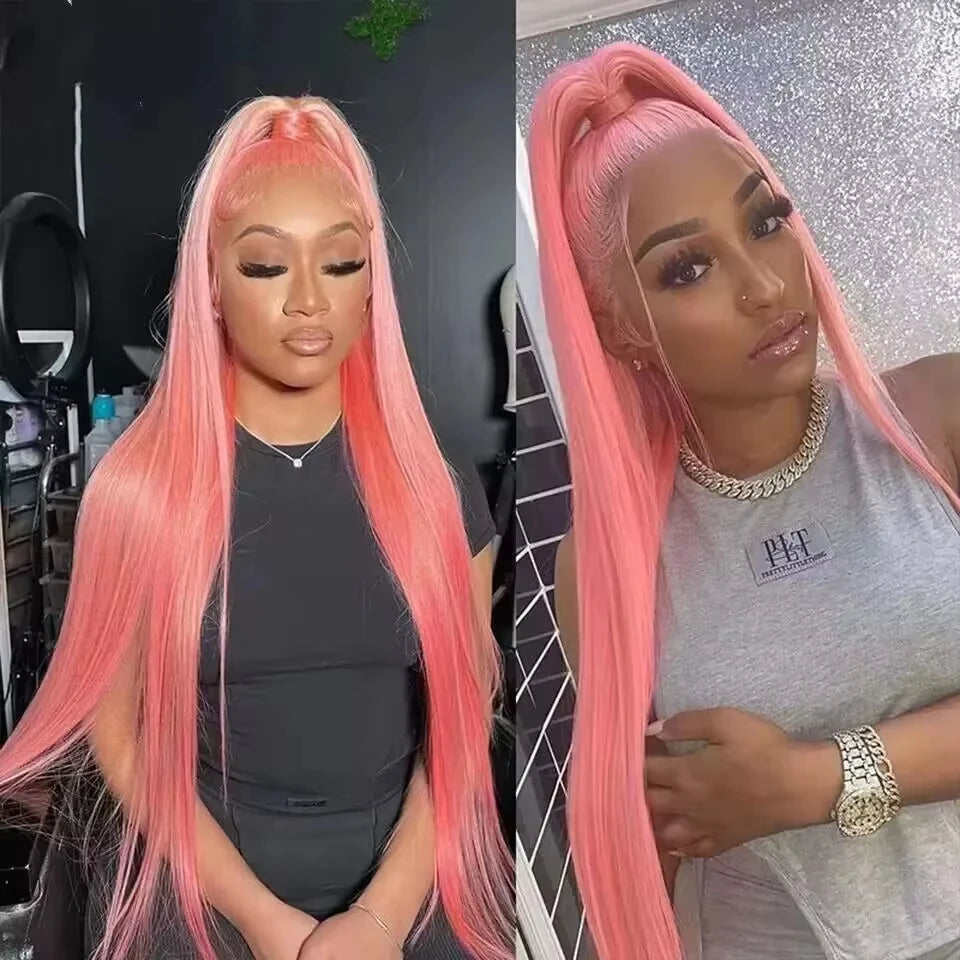 Light Pink 13x6 HD Lace Front Human Hair Wigs For Women Pre Plucked Brazilian Straight 13x4 HD Frontal Wigs 100% Human Hair Wig