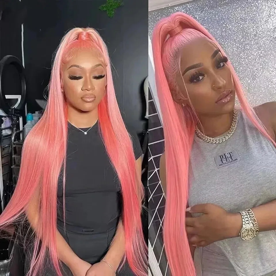 Light Pink 13x4 HD Lace Front Human Hair Wigs For Women Pre Plucked Brazilian Straight 13x6 HD Frontal Wigs 100% Human Hair Wig