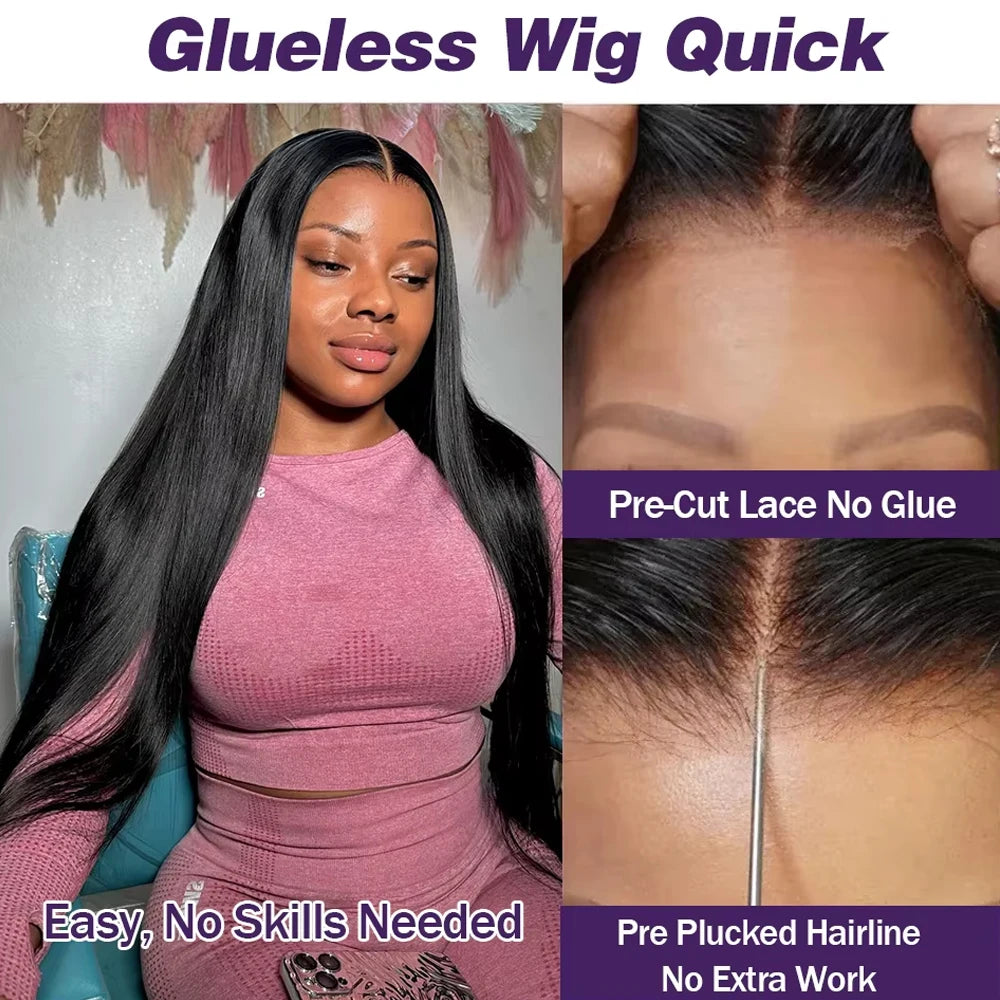 40 42 Inch Bone Straight Human Hair Wigs 13x4 13x6 HD Lace Frontal Wigs Glueless 5x5 Closure 3 Seconds To Wear For Beginners