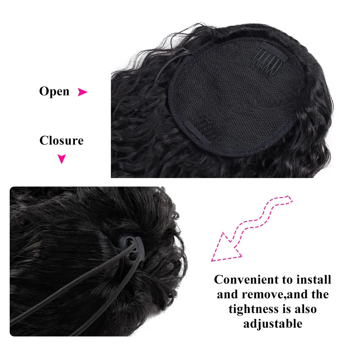 Deep Wave Drawstring Ponytail 100% Real Human Hair Extensions 100g Brazilian Remy Natural Black Hairpiece With Clip In Pony Tail