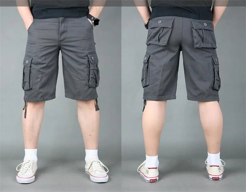 Summer Cargo Shorts Men Camouflage Camo Casual Cotton Multi-Pocket Baggy Bermuda Streetwear HipHop Military Tactical Work Shorts