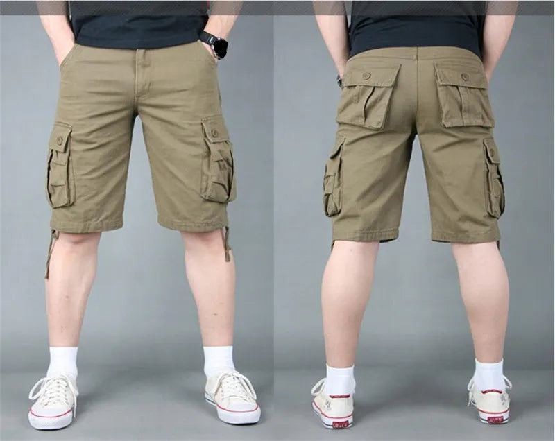 Summer Cargo Shorts Men Camouflage Camo Casual Cotton Multi-Pocket Baggy Bermuda Streetwear HipHop Military Tactical Work Shorts