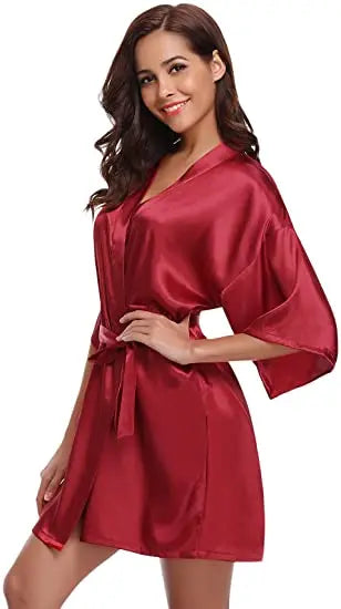 Green Nightgown Solid Color Kimono Lady Elegant Bathrobe Satin Homewear Wedding Bridal Gift Sleepwear Sexy Intimate Lingerie