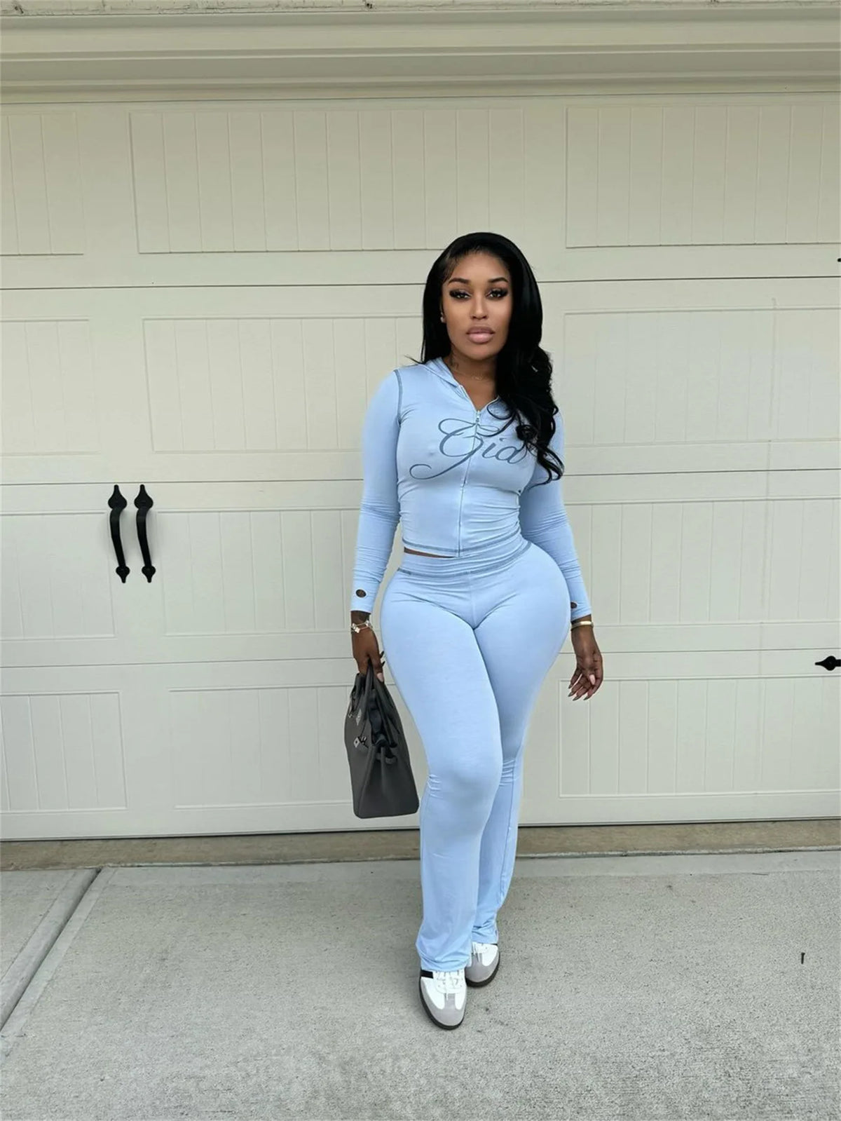 2025 Women's Autumn Hooded Long Sleeve 2 Piece Set New Stylish Design Gia Ladies Comfortable Fit Elasticity Casual Wear Quick
