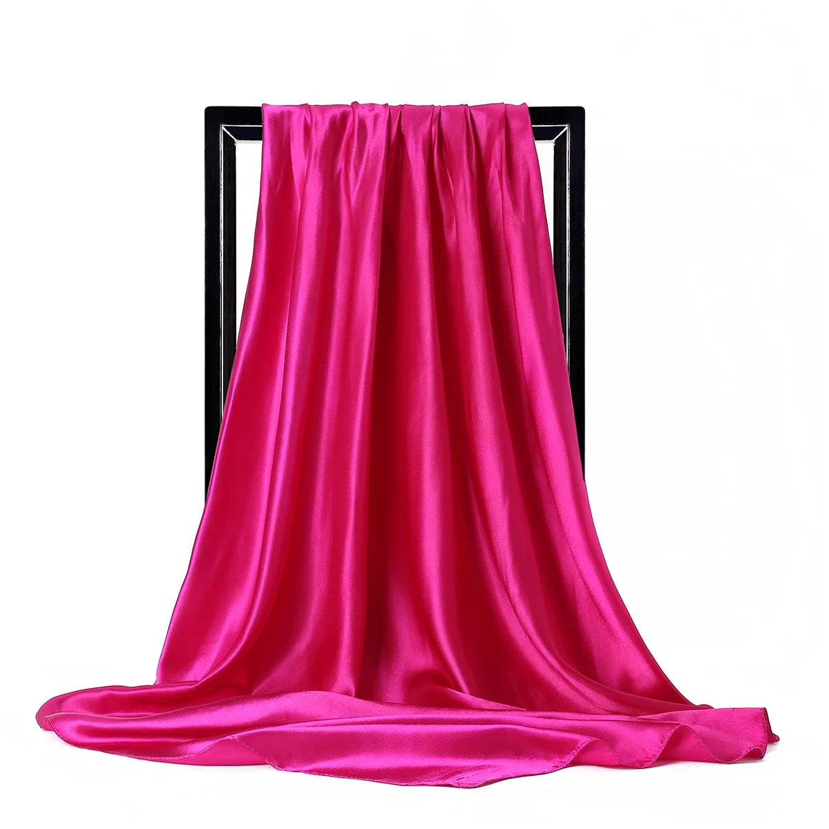 Luxury Brand Silk Scarf, Satin Solid color Hijab Scarves Muslim Pareo Bandana Female Shawl Wrap Headband Foulard 90*90cm