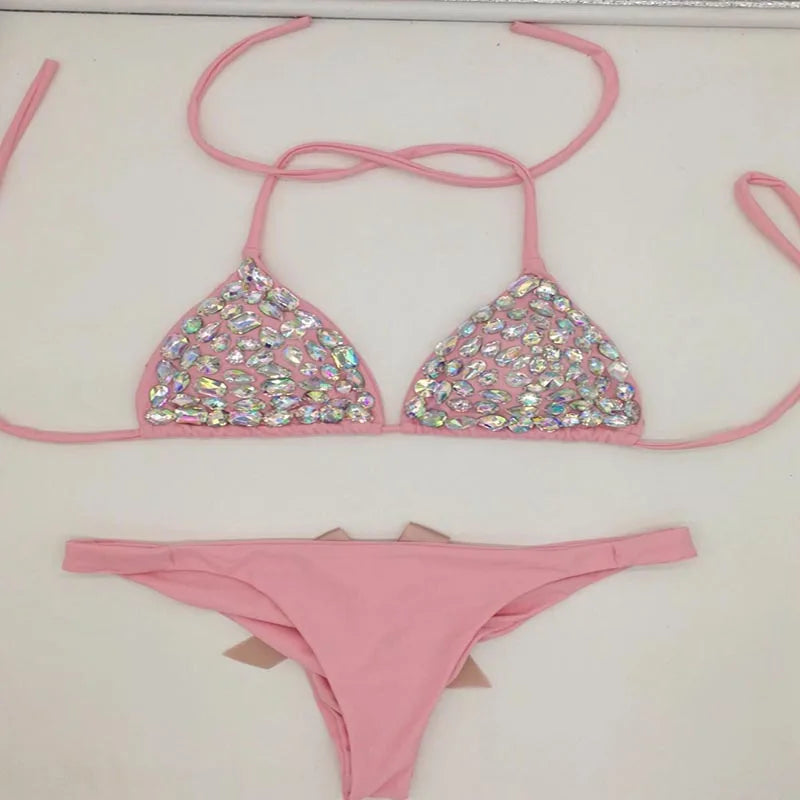 2020 venus vacation new bandage bikini set diamond rhinestone swimwear push up swimsuit biquini sexy women beachwear