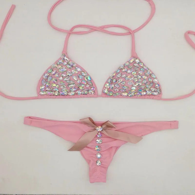 2020 venus vacation new bandage bikini set diamond rhinestone swimwear push up swimsuit biquini sexy women beachwear