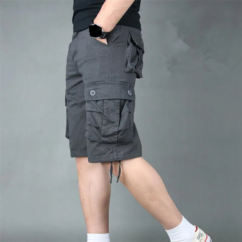 Summer Cargo Shorts Men Camouflage Camo Casual Cotton Multi-Pocket Baggy Bermuda Streetwear HipHop Military Tactical Work Shorts