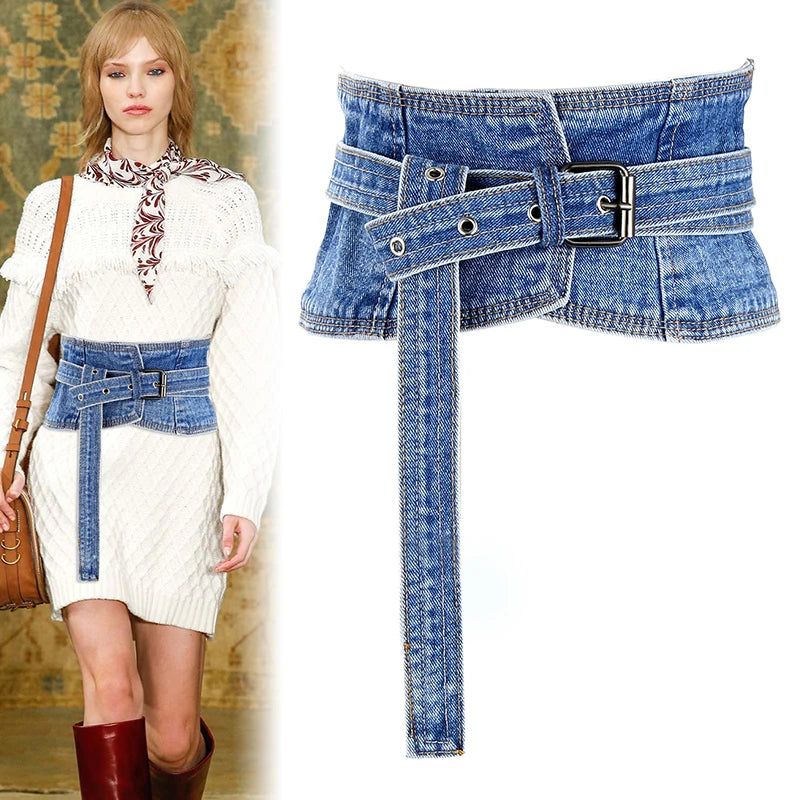 Denim Color Shapewear Waist Cincher Belt For Women Gothic Steampunk Buckle