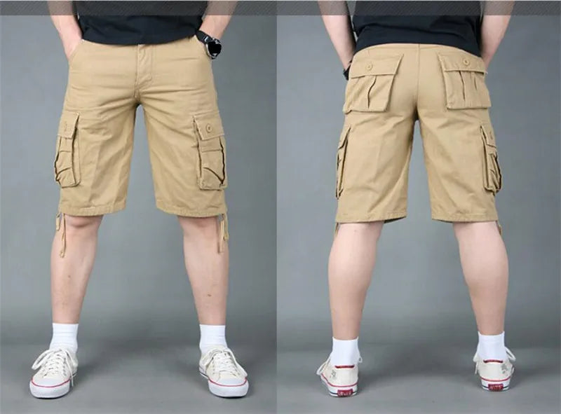 Summer Cargo Shorts Men Camouflage Camo Casual Cotton Multi-Pocket Baggy Bermuda Streetwear HipHop Military Tactical Work Shorts