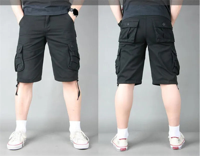 Summer Cargo Shorts Men Camouflage Camo Casual Cotton Multi-Pocket Baggy Bermuda Streetwear HipHop Military Tactical Work Shorts