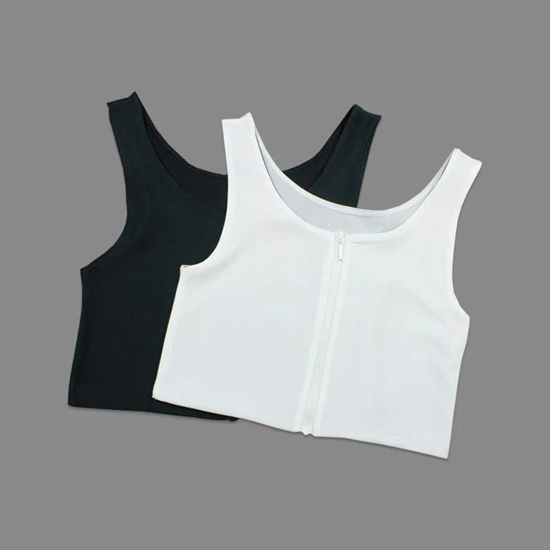 Corset Flat Breast Binder Les Zipper Short Corset bra Summer Comfortable Chest Binder Trans Vest S-3XL Crop Tops Bamboo Charcoal