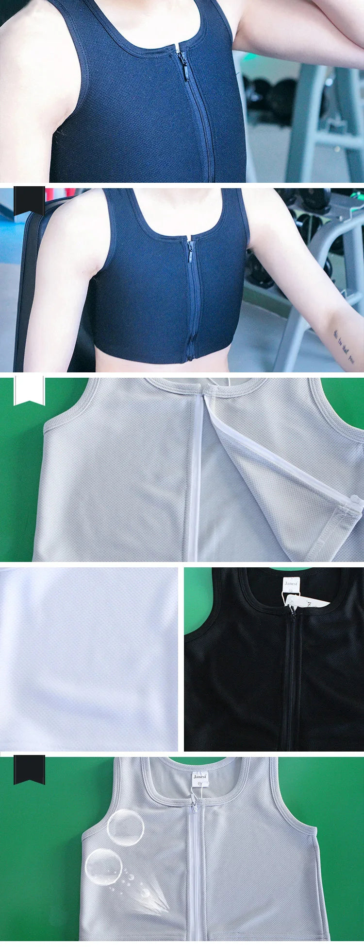 Les Zipper Corset Chest Binder With Zipper Short Bustier Trans Crop Tops S 3XL