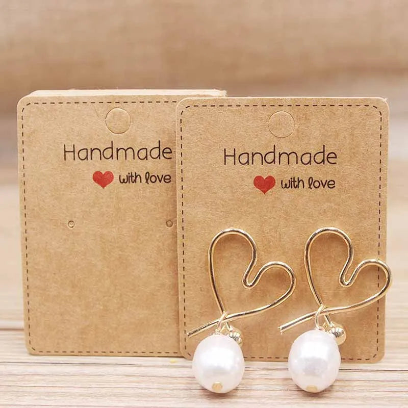 50pcPaper earrring Handmade style earring card 5x5cm/3x3cm /5x9cm /5x6.5cm /5x7cm brown /white DIY Jewelry package  card