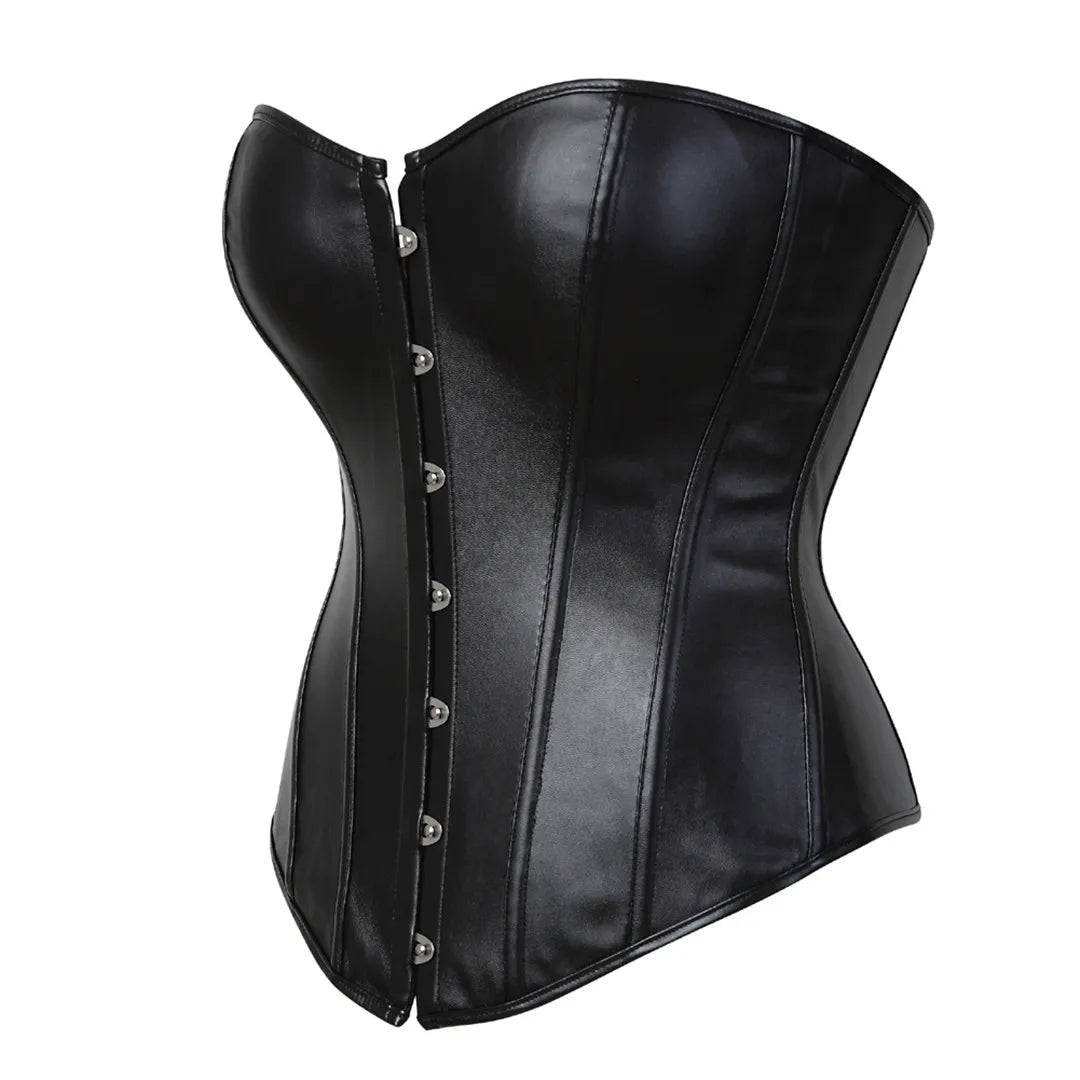Faux Leather Corset Sexy Clubwear Bustier Hot Lingerie  Zipper Costume Lace up  Waist Cincher Top Plus Size