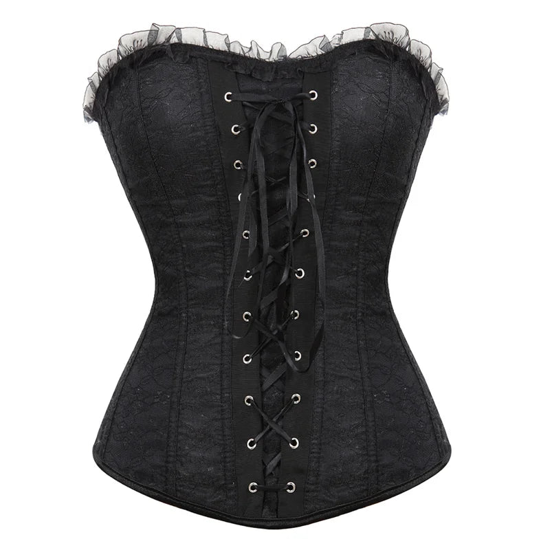 Corset Lingerie For Women Floral Jacquard Overbust Corset Waist Cincher Plum Bustier Sexy Hot Plus Size
