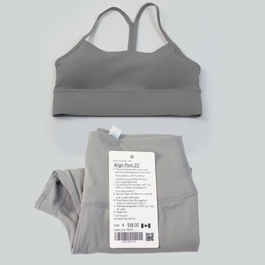 2 Pieces Women Yoga Gym Top Bra High Waist Push up Align Leggings Workout Set Running Sports Clothes Tracksuits Sportswear