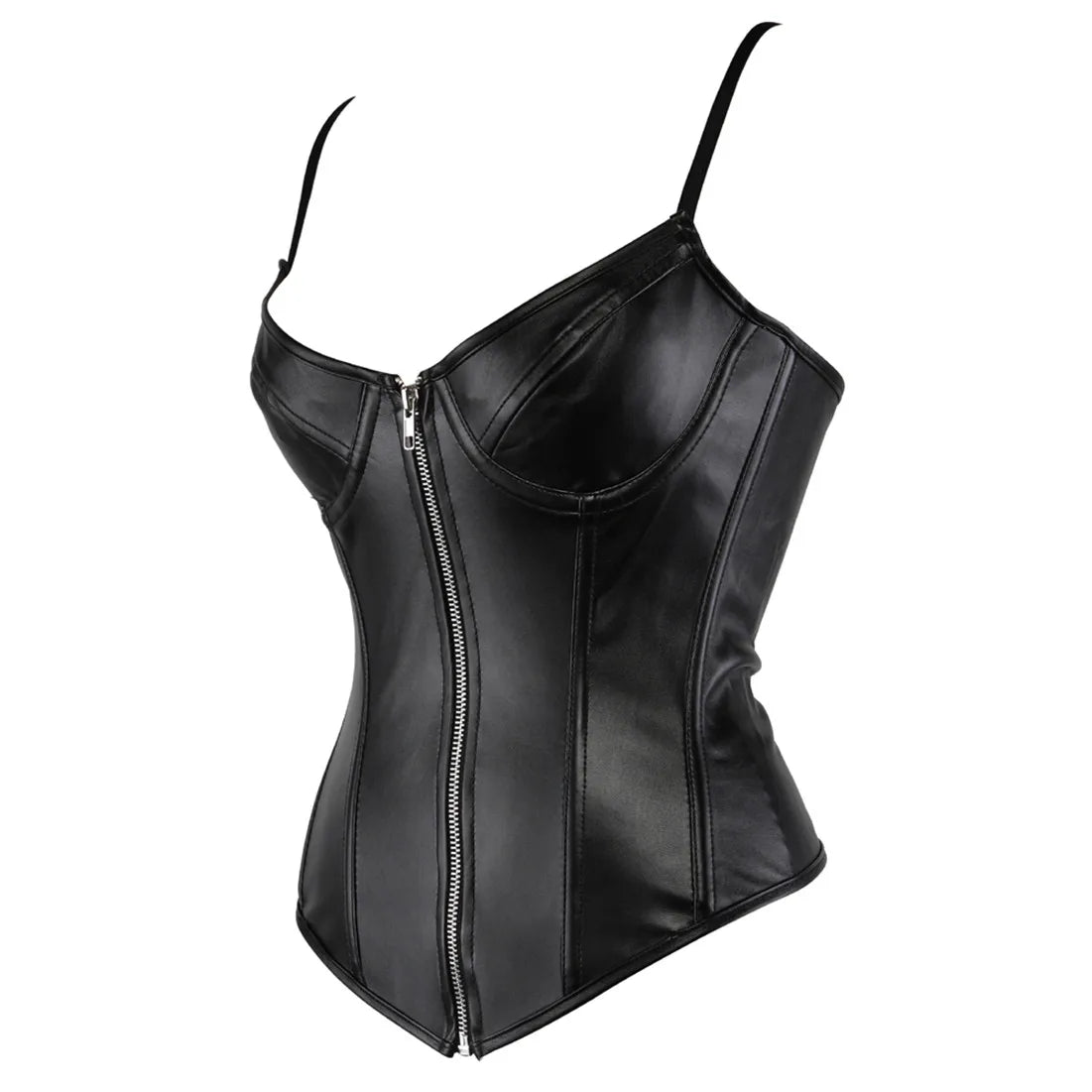 Faux Leather Corset Sexy Clubwear Bustier Hot Lingerie  Zipper Costume Lace up  Waist Cincher Top Plus Size
