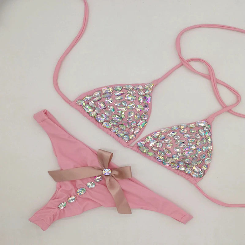 2020 venus vacation new bandage bikini set diamond rhinestone swimwear push up swimsuit biquini sexy women beachwear