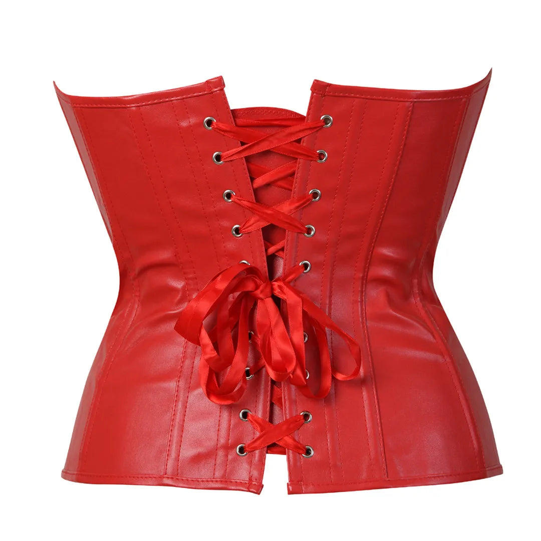 Faux Leather Corset Sexy Clubwear Bustier Hot Lingerie  Zipper Costume Lace up  Waist Cincher Top Plus Size