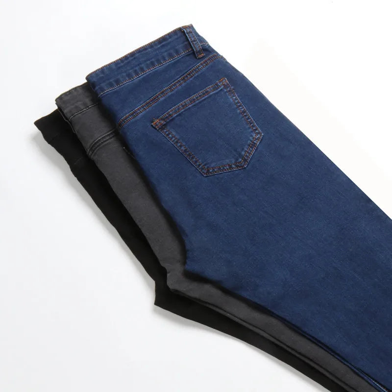 Jeans for Women mom Jeans blue gray black Woman High Elastic 36 38 40 Stretch Jeans female washed skinny pencil pants