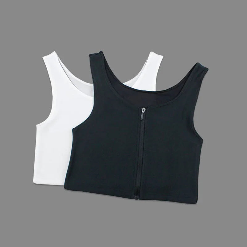 Corset Flat Breast Binder Les Zipper Short Corset bra Summer Comfortable Chest Binder Trans Vest S-3XL Crop Tops Bamboo Charcoal