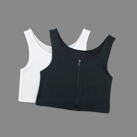 Corset Flat Breast Binder Les Zipper Short Corset bra Summer Comfortable Chest Binder Trans Vest S-3XL Crop Tops Bamboo Charcoal