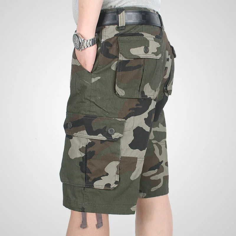 Summer Cargo Shorts Men Camouflage Camo Casual Cotton Multi-Pocket Baggy Bermuda Streetwear HipHop Military Tactical Work Shorts