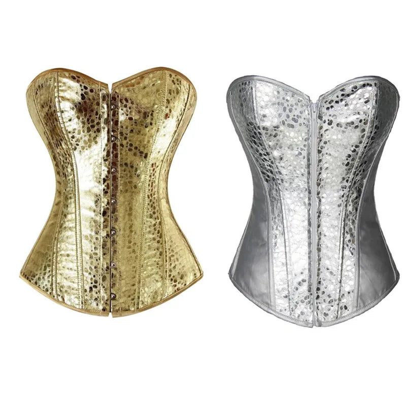 Faux Leather Corset Sexy Clubwear Bustier Hot Lingerie  Zipper Costume Lace up  Waist Cincher Top Plus Size