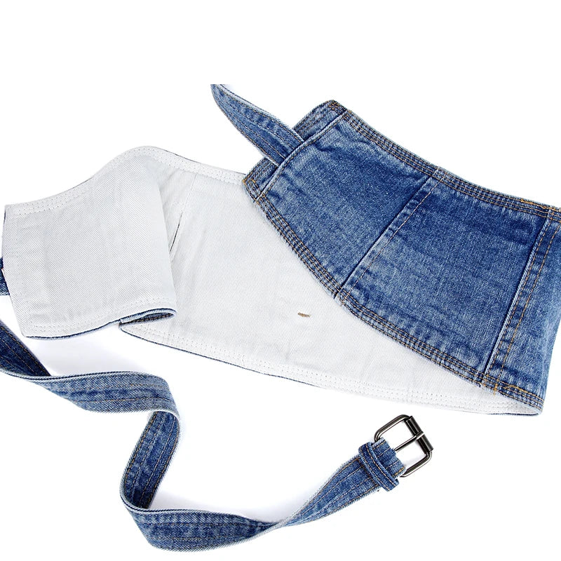 Denim Color Shapewear Waist Cincher Belt For Women Gothic Steampunk Buckle