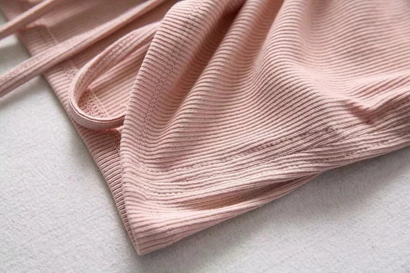 Sexy V Neck Cropped Tank Tops Women Drawstring Tie Up Front Camis Candy Colors Streetwear Slim Fit Ribbed Crop Top