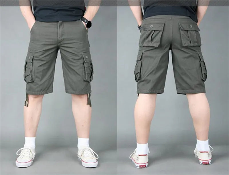 Summer Cargo Shorts Men Camouflage Camo Casual Cotton Multi-Pocket Baggy Bermuda Streetwear HipHop Military Tactical Work Shorts