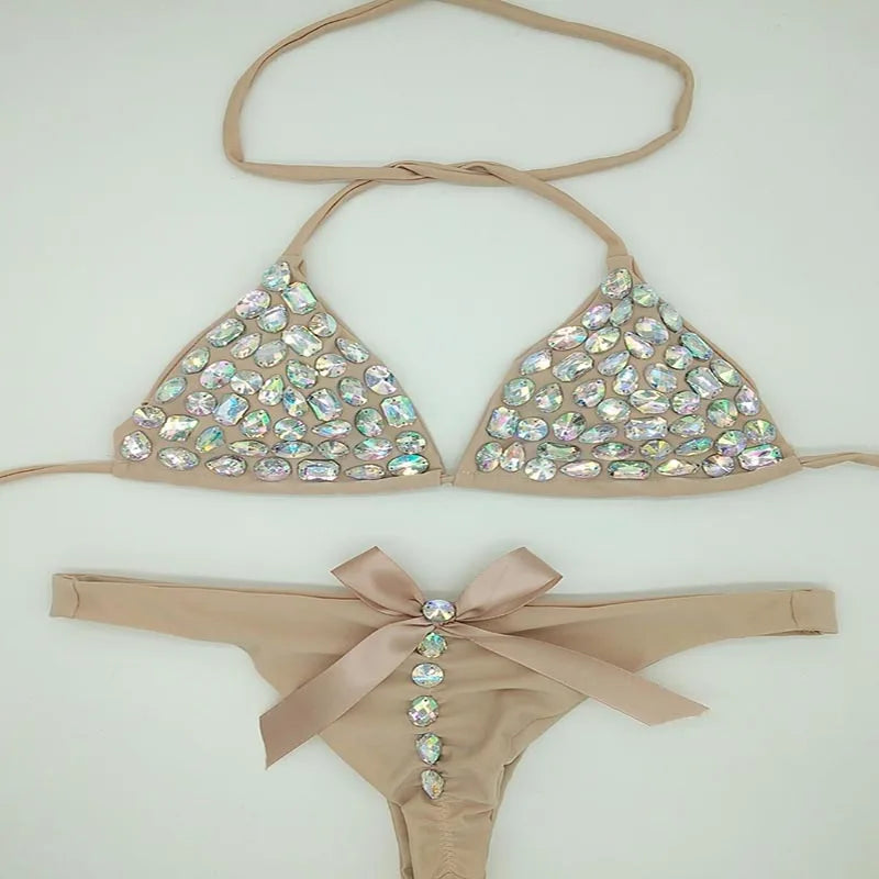 2020 venus vacation new bandage bikini set diamond rhinestone swimwear push up swimsuit biquini sexy women beachwear