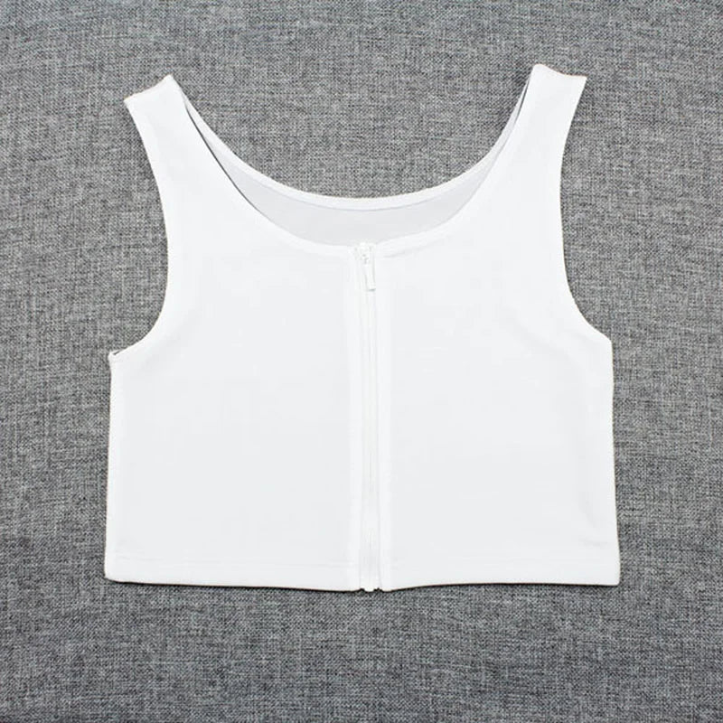 Corset Flat Breast Binder Les Zipper Short Corset bra Summer Comfortable Chest Binder Trans Vest S-3XL Crop Tops Bamboo Charcoal