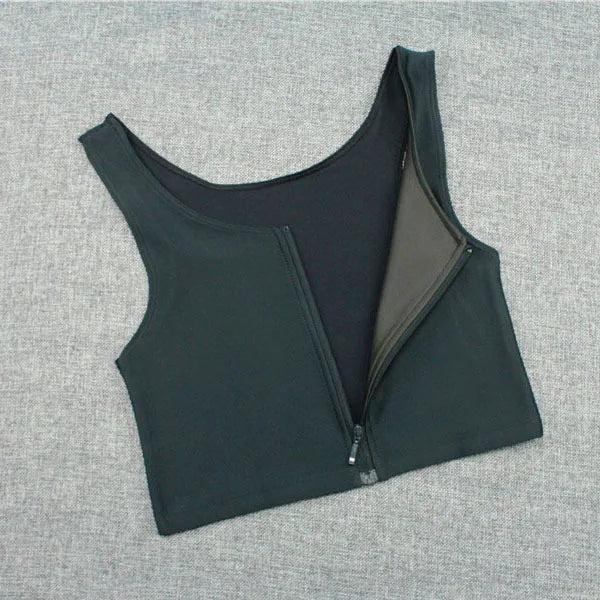 Corset Flat Breast Binder Les Zipper Short Corset bra Summer Comfortable Chest Binder Trans Vest S-3XL Crop Tops Bamboo Charcoal