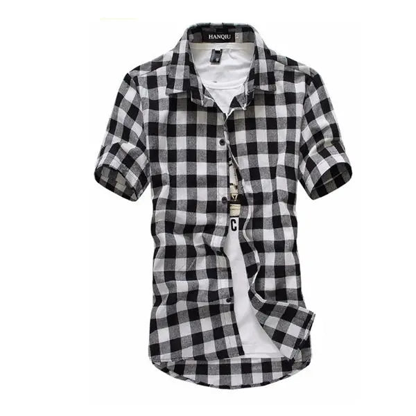 Red And Black Plaid Shirt Men Shirts 2026 New Summer Fashion Chemise Homme Mens Checkered Shirts Short Sleeve Shirt Men Blouse