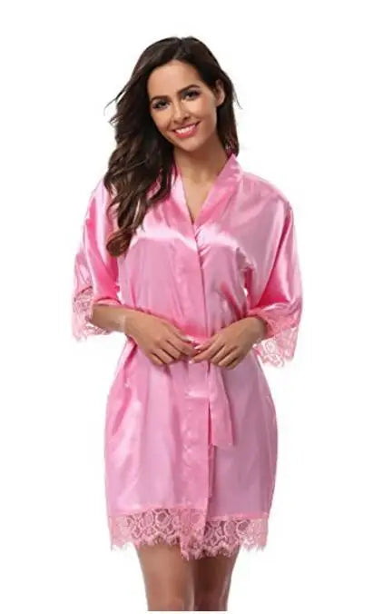 Plus Size Lace Patchwork Bride Bridesmaids Robe Sexy Lingerie Women Silk Wedding Party Kimono Robes Nightgown Sleepwear bathrob