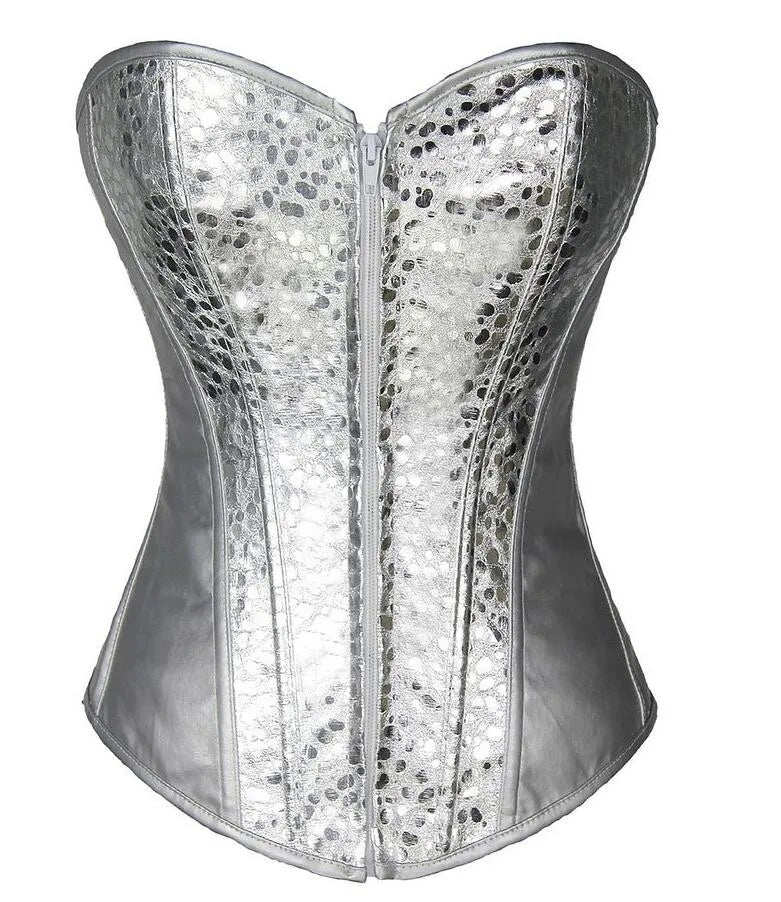 Faux Leather Corset Sexy Clubwear Bustier Hot Lingerie  Zipper Costume Lace up  Waist Cincher Top Plus Size