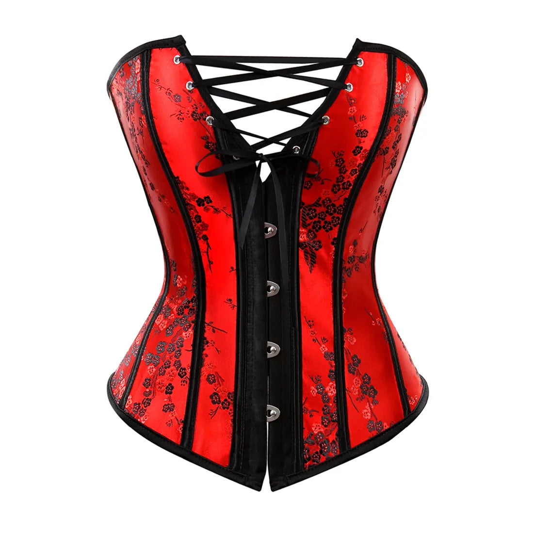 Corset Lingerie For Women Floral Jacquard Overbust Corset Waist Cincher Plum Bustier Sexy Hot Plus Size