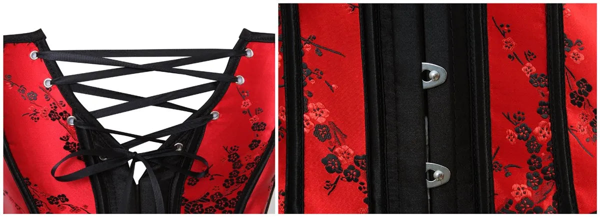 Corset Lingerie For Women Floral Jacquard Overbust Corset Waist Cincher Plum Bustier Sexy Hot Plus Size