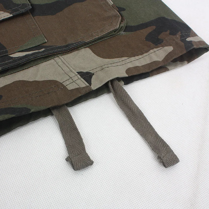 Summer Cargo Shorts Men Camouflage Camo Casual Cotton Multi-Pocket Baggy Bermuda Streetwear HipHop Military Tactical Work Shorts