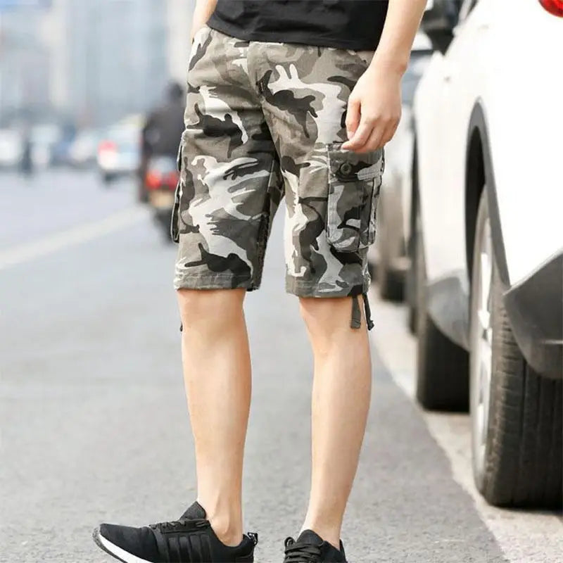 Summer Cargo Shorts Men Camouflage Camo Casual Cotton Multi-Pocket Baggy Bermuda Streetwear HipHop Military Tactical Work Shorts