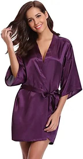 Green Nightgown Solid Color Kimono Lady Elegant Bathrobe Satin Homewear Wedding Bridal Gift Sleepwear Sexy Intimate Lingerie