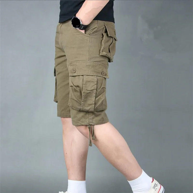 Summer Cargo Shorts Men Camouflage Camo Casual Cotton Multi-Pocket Baggy Bermuda Streetwear HipHop Military Tactical Work Shorts