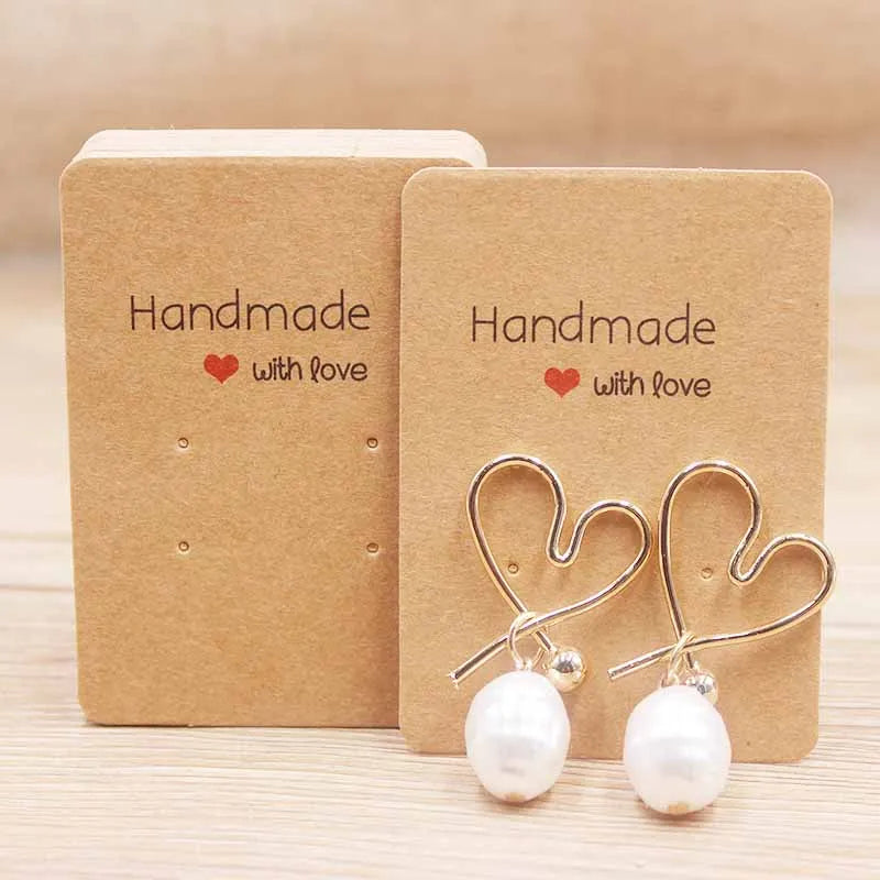 50pcPaper earrring Handmade style earring card 5x5cm/3x3cm /5x9cm /5x6.5cm /5x7cm brown /white DIY Jewelry package  card